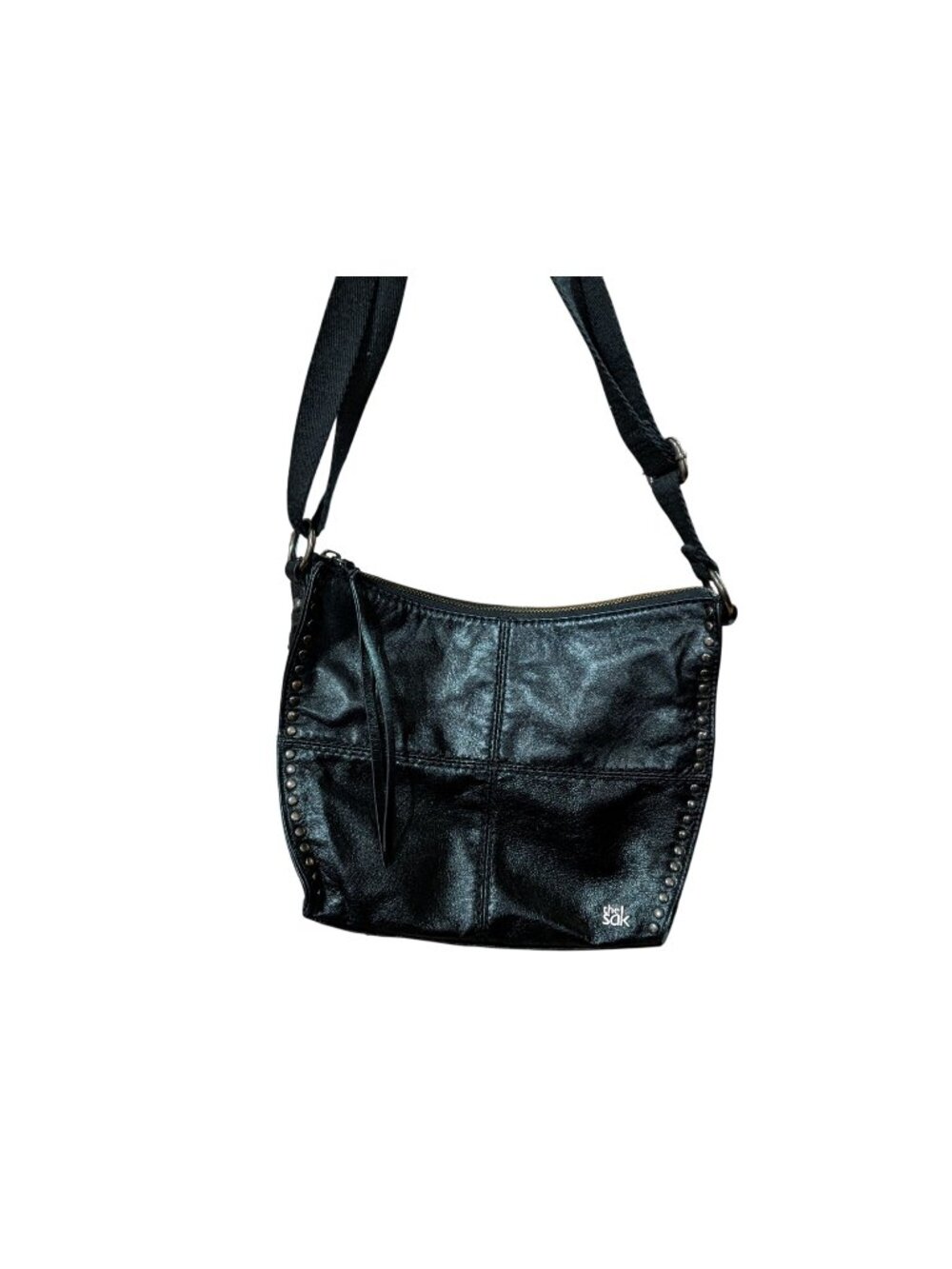 The Sak Studded Black Leather Crossbody Purse With Adjustable Strap